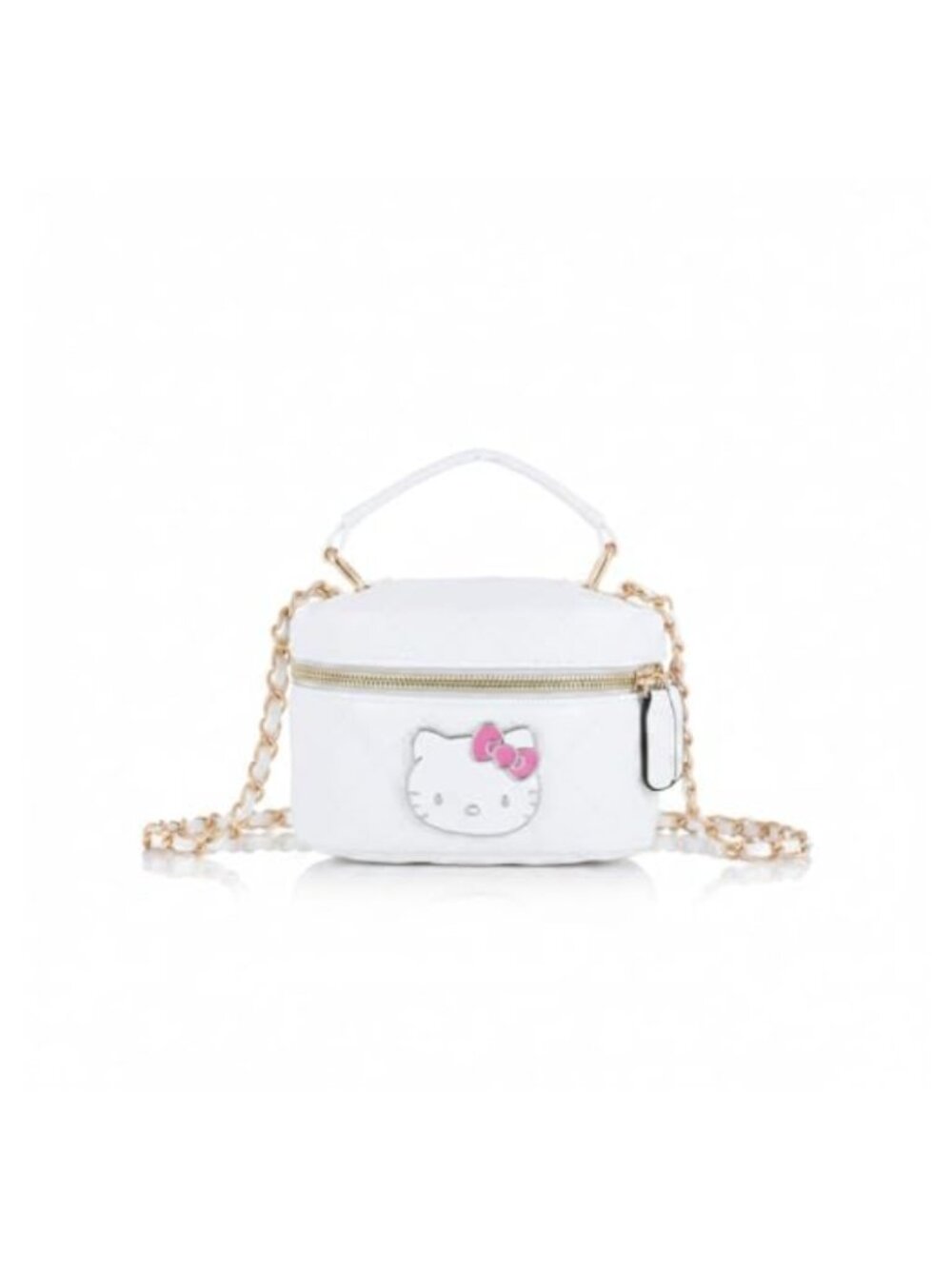 Hello Kitty Crossbody Bag Quilted PU Leather Mini Purse Gold Chain